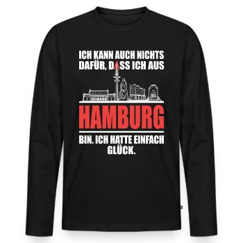 Hamburg Hamburger Bundesland lustiges Hamburg - Männer Premium Bio Langarmshirt - Schwarz - Vorne - Nico (187cm)