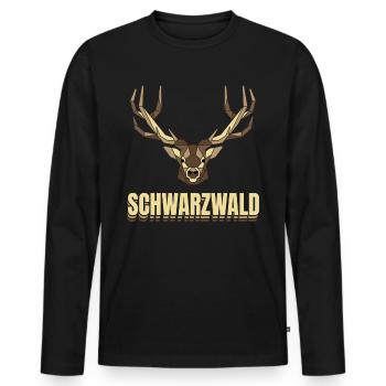 Schwarzwald Hirsch Geweih Low Polygon Schwaben - Männer Premium Bio Langarmshirt - Schwarz - Vorne - Nico (187cm)