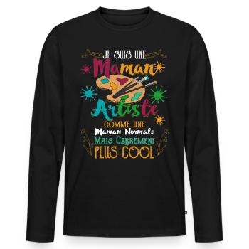 Je Suis Une Maman Artiste - T-shirt manches longues Premium bio Homme - noir - Devant - Nico (187cm)