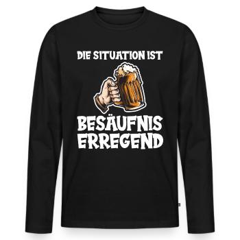Die Situation ist Besäufnis erregend - Männer Premium Bio Langarmshirt - Schwarz - Vorne - Nico (187cm)
