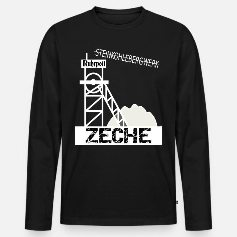 Ruhrpott Zeche - Männer Premium Bio Langarmshirt - Schwarz