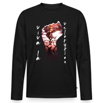 Viva La Velorution Cyclists Climate Protection Protest - Men's Premium Organic Long Sleeve Shirt - black - Front - Nico (187cm)