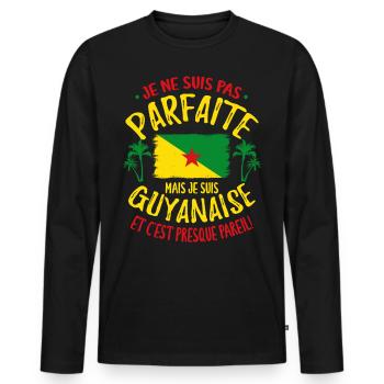Guyanaise Guyane Humour - T-shirt manches longues Premium bio Homme - noir - Devant - Nico (187cm)