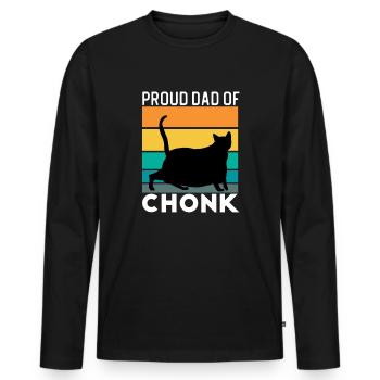 Stolzer Katzenpapa Chonk Vater Internet Meme Shirt - Männer Premium Bio Langarmshirt - Schwarz - Vorne - Nico (187cm)