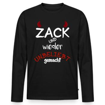 Zack und wieder unbeliebt gemacht - Männer Premium Bio Langarmshirt - Schwarz - Vorne - Nico (187cm)