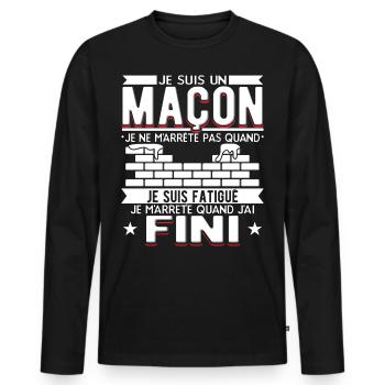 Maçon Maçonnerie Humour Macon - T-shirt manches longues Premium bio Homme - noir - Devant - Nico (187cm)