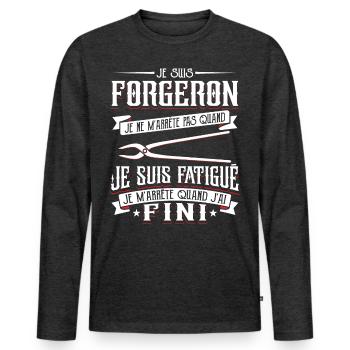 Forgeron Forger Humour - T-shirt manches longues Premium bio Homme - anthracite chiné - Devant - Nico (187cm)