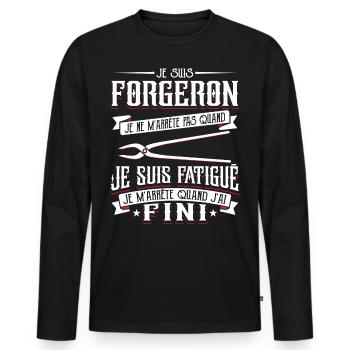 Forgeron Forger Humour - T-shirt manches longues Premium bio Homme - noir - Devant - Nico (187cm)