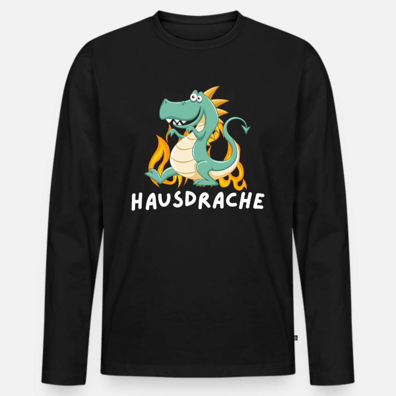 Hausdrache Schwiegermutter Humor Fun - Männer Premium Bio Langarmshirt - Schwarz