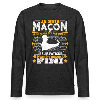 Maçon Maçonnerie Macon - T-shirt manches longues Premium bio Homme - anthracite chiné - Devant - Nico (187cm)