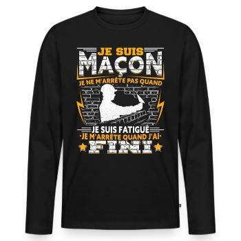 Maçon Maçonnerie Macon - T-shirt manches longues Premium bio Homme - noir - Devant - Nico (187cm)