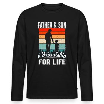 Père & fils Amitié Famille Partenaire - T-shirt manches longues Premium bio Homme - noir - Devant - Nico (187cm)