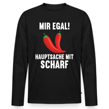 Mir egal Hauptsache scharf Chillis Chilli Chili - Männer Premium Bio Langarmshirt - Schwarz - Vorne - Nico (187cm)