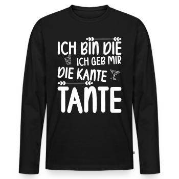 Ich bin die ich geb mir die Kante Tante - Männer Premium Bio Langarmshirt - Schwarz - Vorne - Nico (187cm)