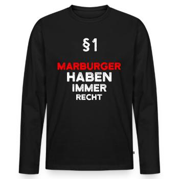 §1 Marburger Haben Immer Recht Marburg - Männer Premium Bio Langarmshirt - Schwarz - Vorne - Nico (187cm)
