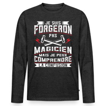 Forgeron Forger - T-shirt manches longues Premium bio Homme - anthracite chiné - Devant - Nico (187cm)