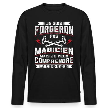 Forgeron Forger - T-shirt manches longues Premium bio Homme - noir - Devant - Nico (187cm)