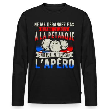 Petanque Pétanque - T-shirt manches longues Premium bio Homme - noir - Devant - Nico (187cm)