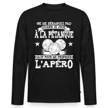 Petanque Pétanque - T-shirt manches longues Premium bio Homme - noir - Devant - Nico (187cm)