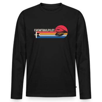 Retro Chemtrail Pilot Chemtrail Abwehr Shirt - Männer Premium Bio Langarmshirt - Schwarz - Vorne - Nico (187cm)