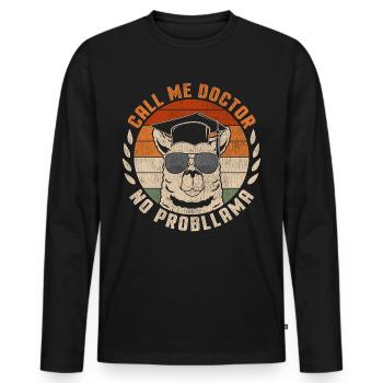 Call Me Doctor Lama Doctor Hat College Graduates - T-shirt manches longues Premium bio Homme - noir - Devant - Nico (187cm)