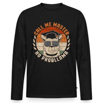 Call Me Master Lama Master Hat College Graduates - Men's Premium Organic Long Sleeve Shirt - black - Front - Nico (187cm)
