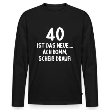 40 Jahre 40 ist das neue 40er Alter 40. Geburtstag - Männer Premium Bio Langarmshirt - Schwarz - Vorne - Nico (187cm)