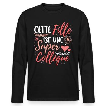 Collègue Cadeau - T-shirt manches longues Premium bio Homme - noir - Devant - Nico (187cm)