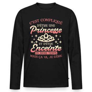 Future Maman - T-shirt manches longues Premium bio Homme - noir - Devant - Nico (187cm)