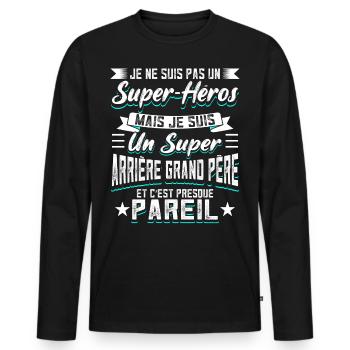 Arrière-grand-père Humour - T-shirt manches longues Premium bio Homme - noir - Devant - Nico (187cm)