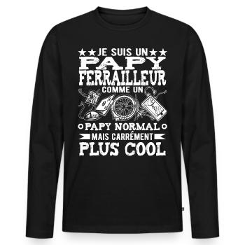 Papy Ferrailleur Humour Ferraille - T-shirt manches longues Premium bio Homme - noir - Devant - Nico (187cm)