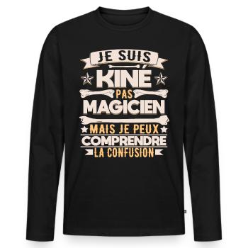 Kinésithérapeute Humour Kinésithérapie Kiné - T-shirt manches longues Premium bio Homme - noir - Devant - Nico (187cm)