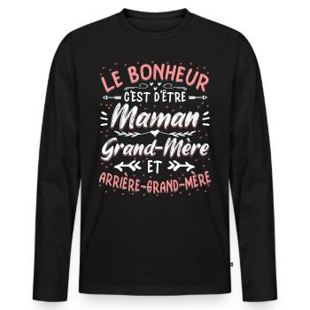 Arrière-Grand-Mère - T-shirt manches longues Premium bio Homme - noir - Devant - Nico (187cm)