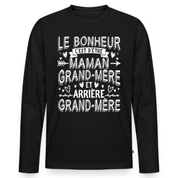 Arrière-Grand-Mère - T-shirt manches longues Premium bio Homme - noir - Devant - Nico (187cm)