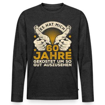 60. Geburtstag Männer 60 Jahre 60 jährige Männer - Männer Premium Bio Langarmshirt - Anthrazit meliert - Vorne - Nico (187cm)