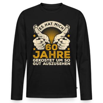 60. Geburtstag Männer 60 Jahre 60 jährige Männer - Männer Premium Bio Langarmshirt - Schwarz - Vorne - Nico (187cm)