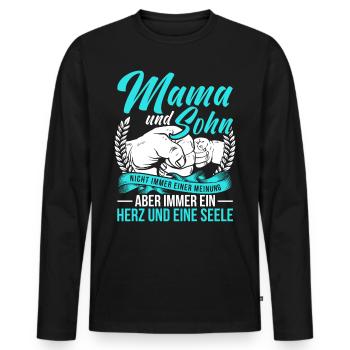 Mutter Mama Und Sohn Nicht Immer Einer Meinung - Männer Premium Bio Langarmshirt - Schwarz - Vorne - Nico (187cm)