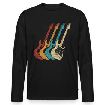 Retro Electric Guitar Guitarist - Men's Premium Organic Long Sleeve Shirt - black - Front - Nico (187cm)