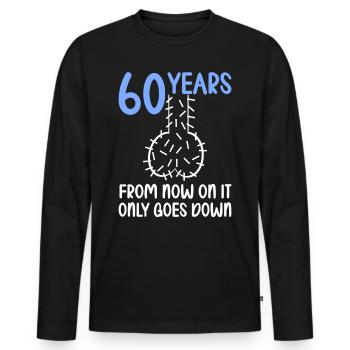 60 ans de gravité, ça descend 60 ans 60 ans. - T-shirt manches longues Premium bio Homme - noir - Devant - Nico (187cm)
