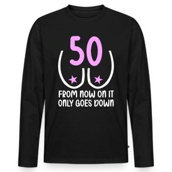 50 ans de gravité, ça descend 50 ans 50 ans. - T-shirt manches longues Premium bio Homme - noir - Devant - Nico (187cm)