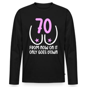 70 years of gravity it goes downhill 70 years 70. - Men's Premium Organic Long Sleeve Shirt - black - Front - Nico (187cm)