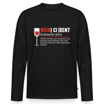 Weincident Substantiv Wein Rotwein Weißwein - Männer Premium Bio Langarmshirt - Schwarz - Vorne - Nico (187cm)