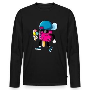 Coole Eiskreme Eis Lustiger Cartoon Kinder - Männer Premium Bio Langarmshirt - Schwarz - Vorne - Nico (187cm)