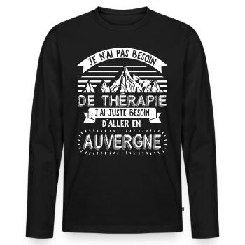 Auvergne Auvergnate Humour Auvergnat - T-shirt manches longues Premium bio Homme - noir - Devant - Nico (187cm)