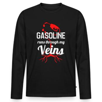 Benzin fließt durch meine Venen Auto Liebhaber - Männer Premium Bio Langarmshirt - Schwarz - Vorne - Nico (187cm)