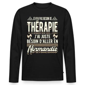 Normand Humour Normande Normandie - T-shirt manches longues Premium bio Homme - noir - Devant - Nico (187cm)