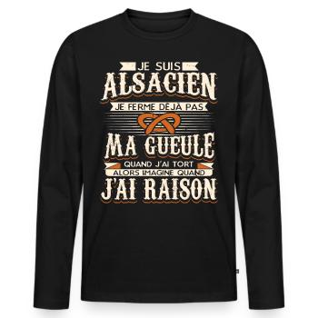 Alsace Alsacien - T-shirt manches longues Premium bio Homme - noir - Devant - Nico (187cm)