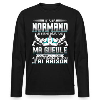 Normand Humour Normandie - T-shirt manches longues Premium bio Homme - noir - Devant - Nico (187cm)