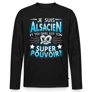 Alsace Alsacien - T-shirt manches longues Premium bio Homme - noir - Devant - Nico (187cm)