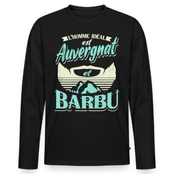 Auvergne Auvergnate Humour Auvergnat Barbu - T-shirt manches longues Premium bio Homme - noir - Devant - Nico (187cm)